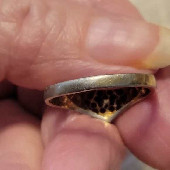 Elegant Gold Heart Ring with Silver Accent - Picture 2 of 5